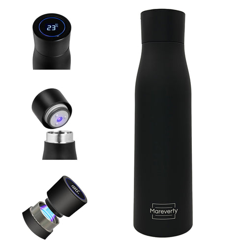 Smart HydroUp – Selbstreinigende Trinkflasche: Innovative Selbstreinigungsfunktion, Temperaturanzeige, Trinkerinnerung 750ml - Mareverty