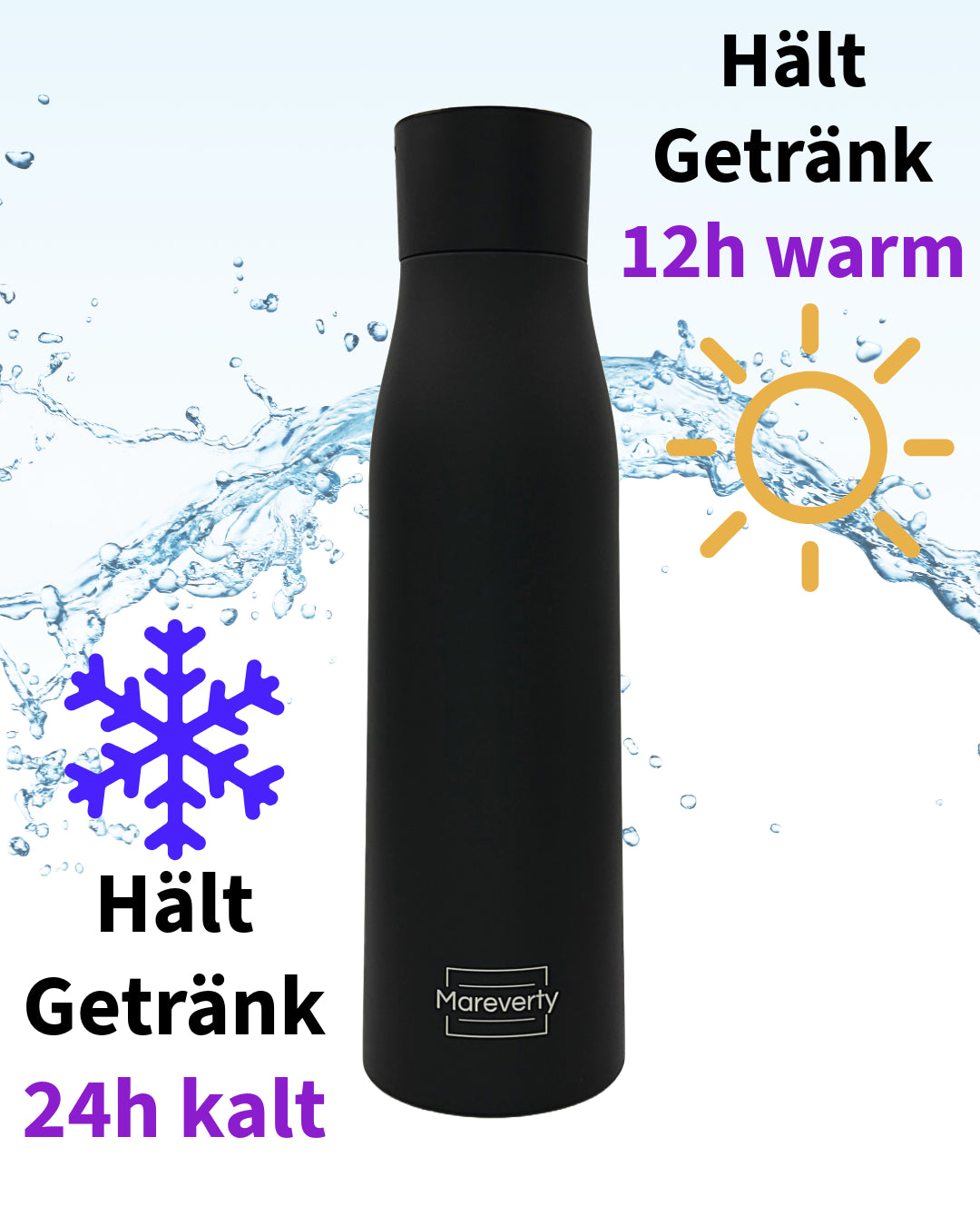 Selbstreinigende Trinkflasche - Smart HydroUp: Innovative Selbstreinigungsfunktion, Temperaturanzeige, Trinkerinnerung - 750ml