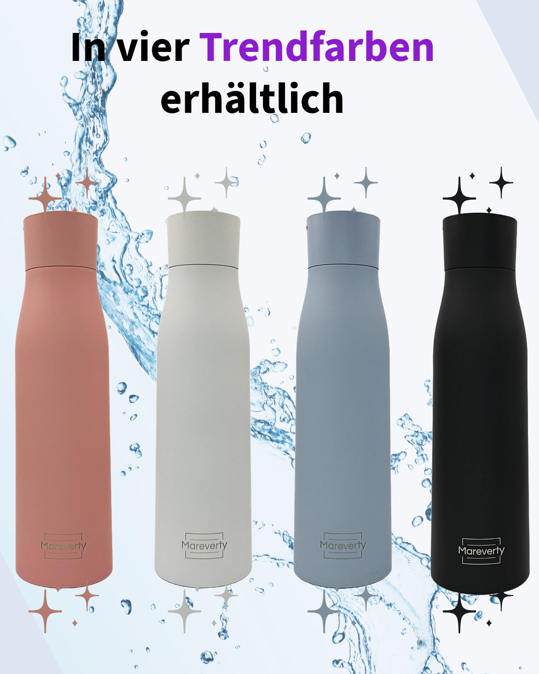 Selbstreinigende Trinkflasche - Smart HydroUp: Innovative Selbstreinigungsfunktion, Temperaturanzeige, Trinkerinnerung - 750ml